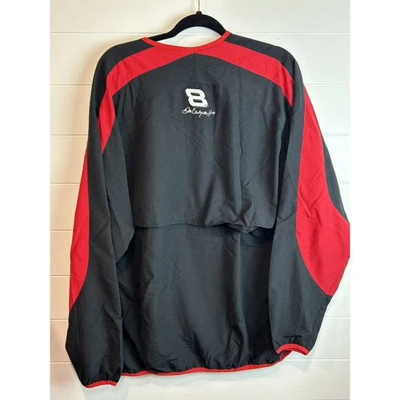 NASCAR Dale Jr. Vented Pullover Mens L Budweiser Black Red Windbreaker NWT